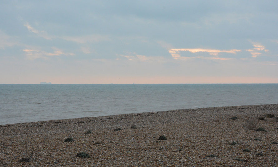 Today's Blipfoto runner up taken from the shingle beach at Walmer. The big bulk on the horizon is the Grande Lagos, a roll on roll off freight ferry bound for Portugal. 