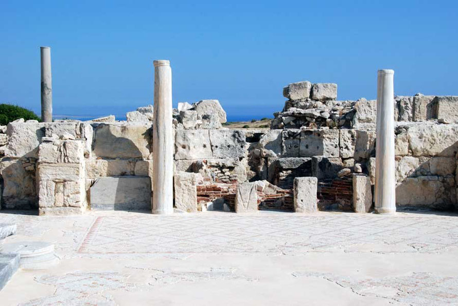 Remains of the 5th century basilica which recycled Roman materials, Kourion