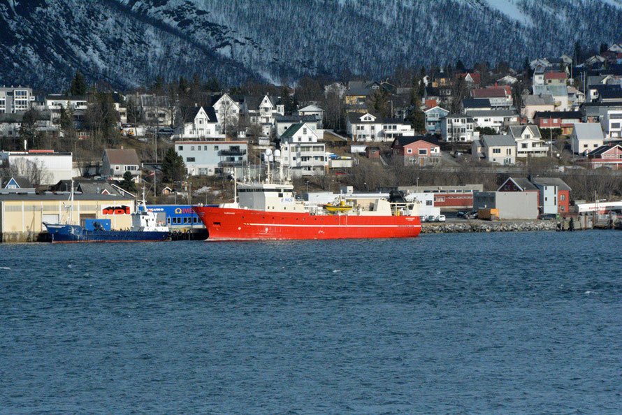 Bjorkhaug, an NSC Subsea seismic services supply vessel tied up at Tromsø.