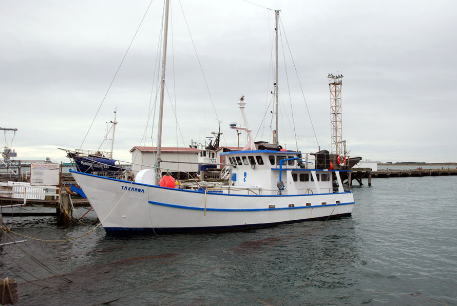 The Takaroa, tied up at Bluff Harbour. Bill and Lyn Ayto run adventure cruises to Stewart Island and Fiordland.