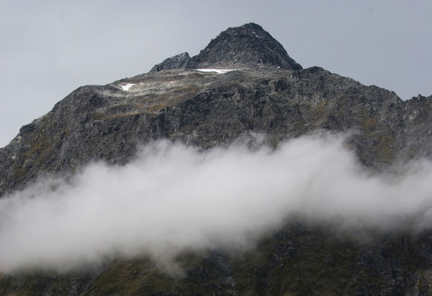 The ever-changing light and cloud lines in the Hollyford valley on the Milford Road on a good day in late summer.