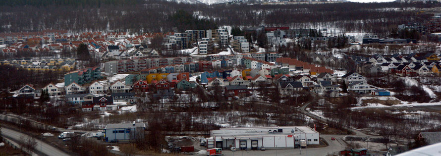 Housing on the south east side of Tromsoy Island. Tromso's population has doubled since the 1960s to 62,000.