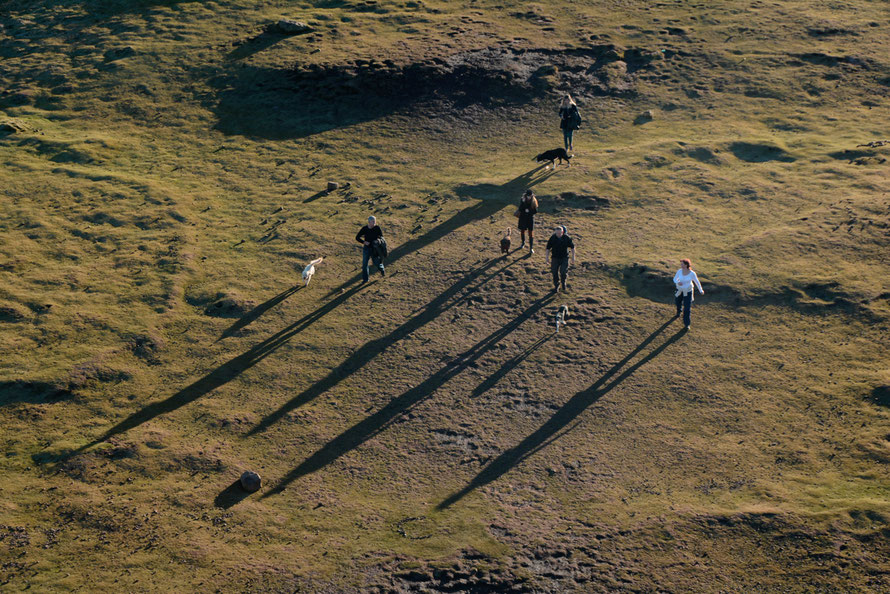 Long shadows from Arthur's Seat. 