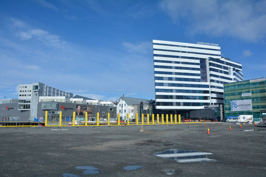 The Clarion Edge hotel and the Nerstranda shopping centre in central Tromso. 