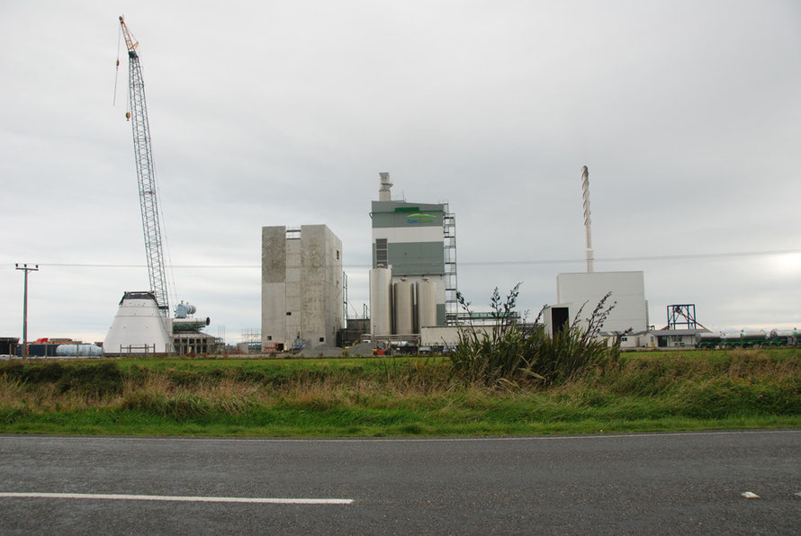 New milk-drying plant under construction on the Invercargill-Bluff road, Southland NZ.