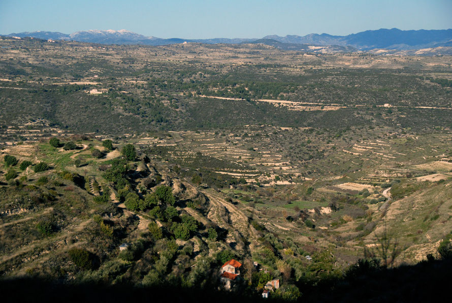 View from the E601 looking across the Kryos valley to the Pitsilia Hills and High Troodos, January, 2013.