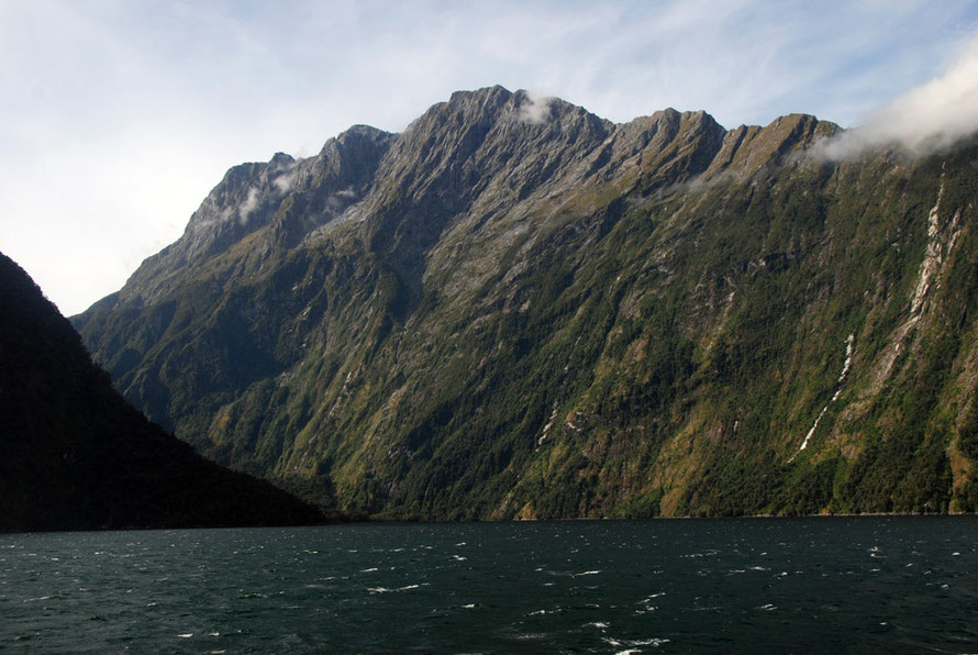 Mills Peak (1,825m) and ridge that forms the spectacular spine above the Bowen Valley behind. Harrison Cove is in the middle foreground.