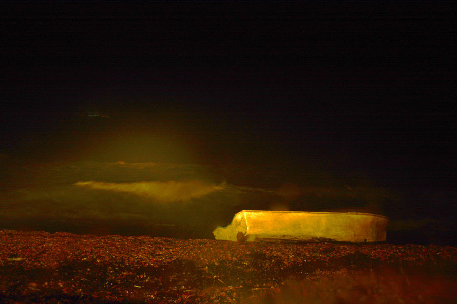 Down in the bay at 5.45 AM, the lights of a ferry waiting in Trinity Bay just visible on the middle left.