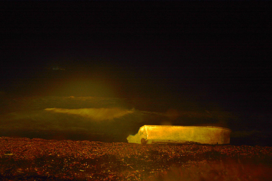 Down in the bay at 5.45 AM, the lights of a ferry waiting in Trinity Bay just visible on the middle left. 