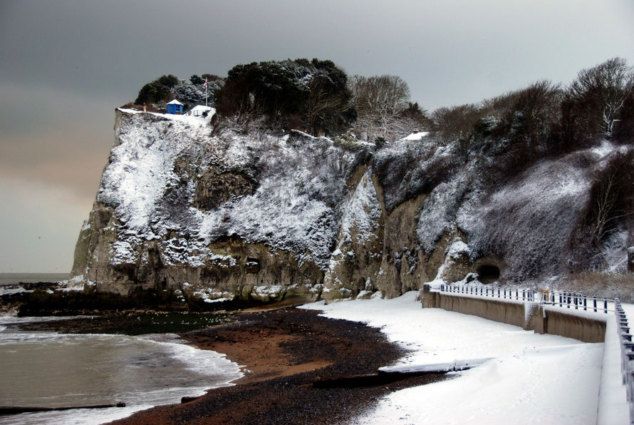 Panoramic view of the south end cliffs, St Margaret's Bay, January 21st 2013