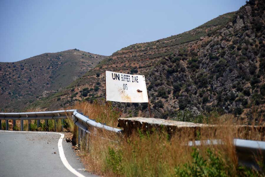 On the far ridge is a tiny UNFICYP look-out post.