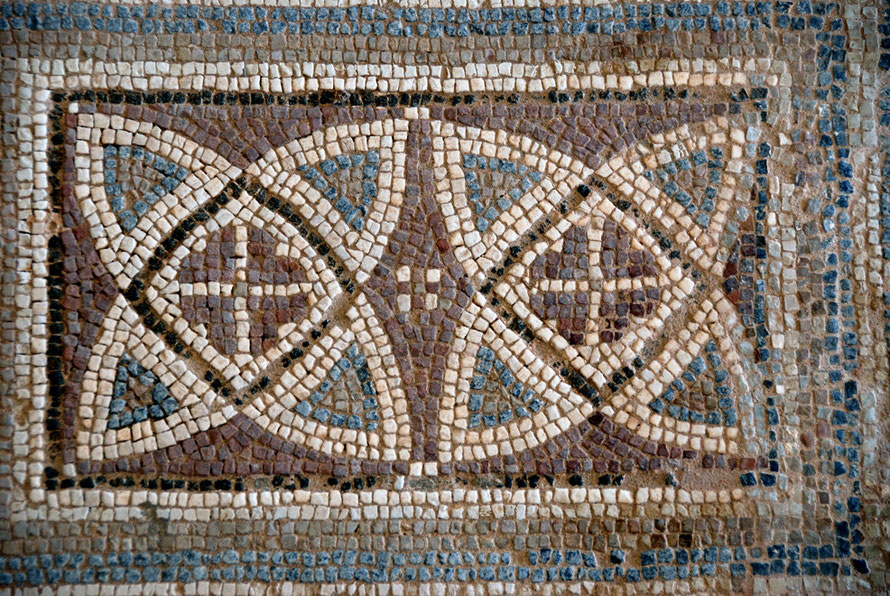 Byzantine mosaics at Kurion in the House of Eustolios linked to the reign of Emperor Theodisios II - 408-450AD. (May 2012).  