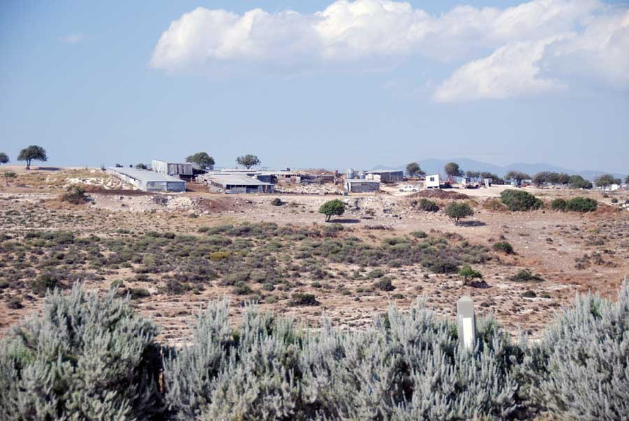 Sheep farm seen from Kourion looking north towards the Troodos