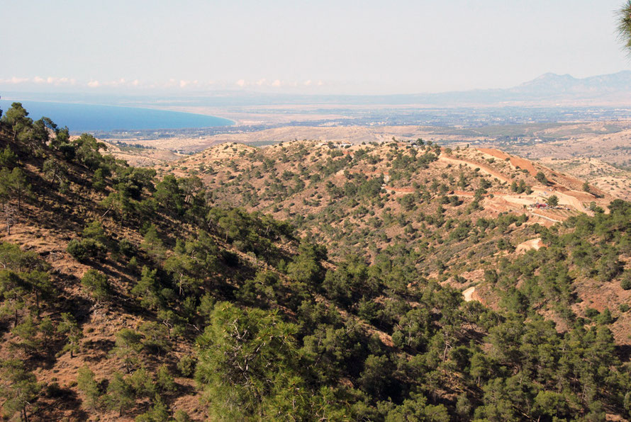 Morphou Bay and Plain seen from the road to the Xeros Valley (June, 2012).