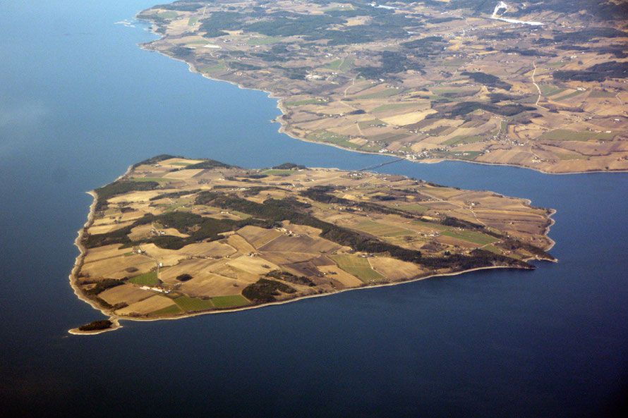 God's patchwork quilt: Helgøya Island on Myøsa lake which is part of the Vorma/Glomma river system which drains into the Skaggerak east of Oslo at Fredrikstad. 