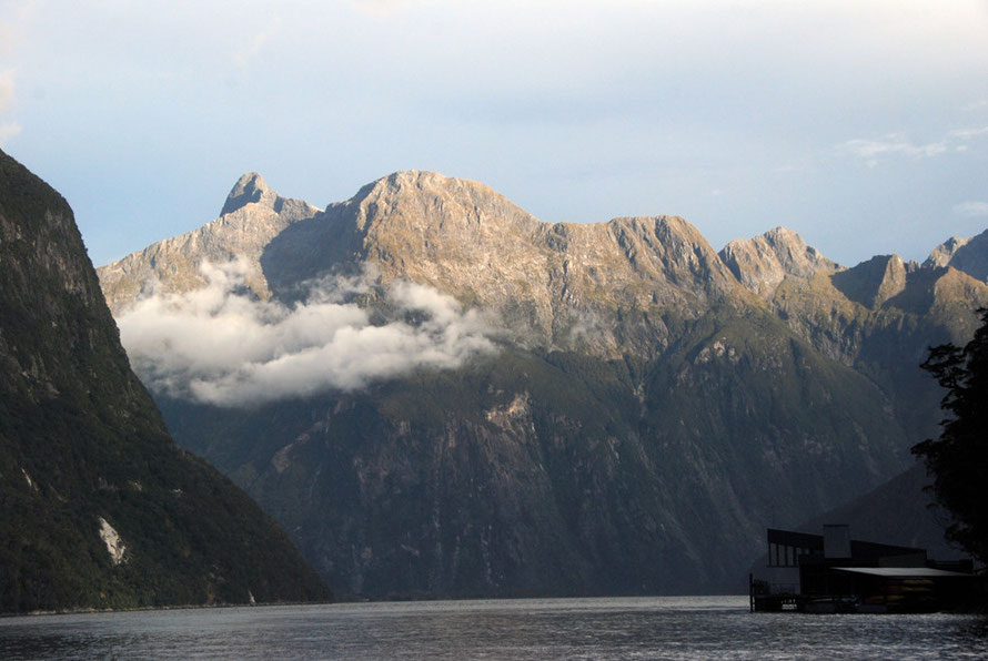 Sheerdown Peak (1,878m) and the sheer cliffs that rise over 1,700m from sea level. The Underwater Observatory is on the right and butress of Cascade Peak (1,209m) on left.