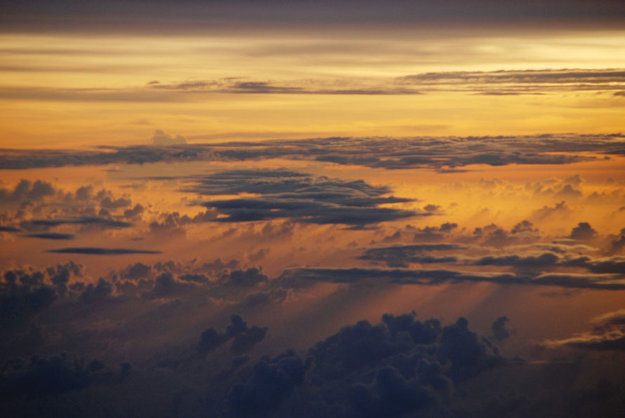 The sun outpacing the plane between Indoneisa and the Philippines on the return journey