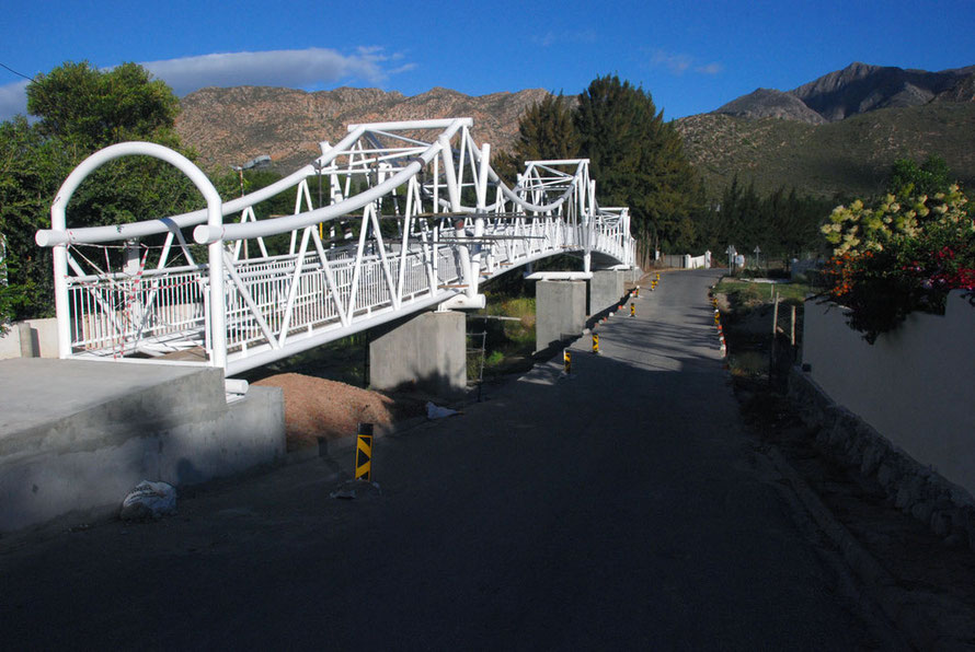 The new bridge - condemned as 'pretentious' by some -  linking Montagu and West Montagu in final stages of completion