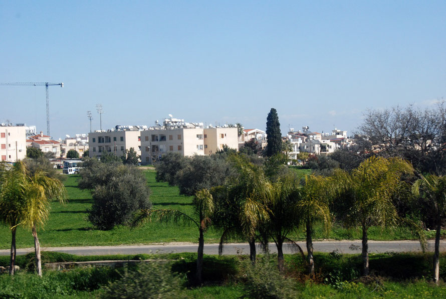 The new suburbs of Larnaca spreading out into the fertile Mesoria.