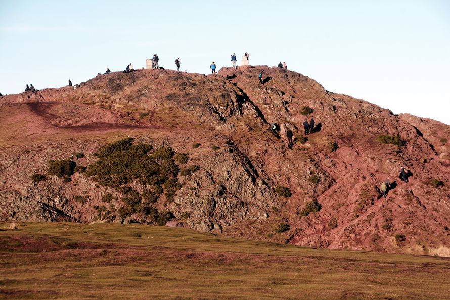 People come and go. Arthur's Seat in late November sun. 