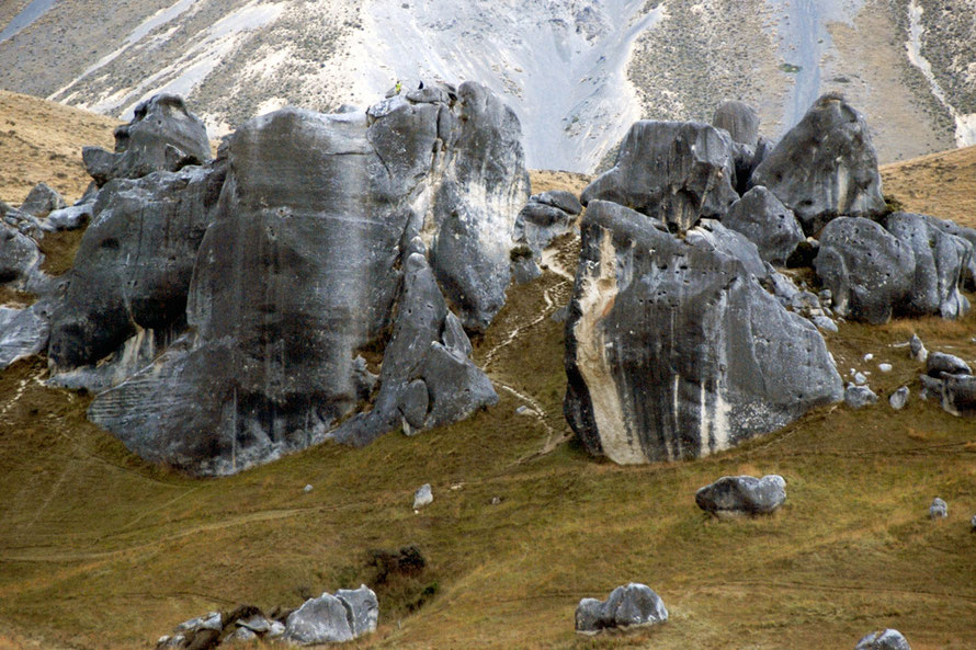 The huge weathered limestone formations of Castle Hill