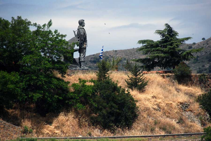 Memorial to Grigorios Afxentiou, second in command of the pro-Greek, anti-leftist and anti-British-occupation armed group, EOKA, killed by British forces in his hide-out on March 3, 1957