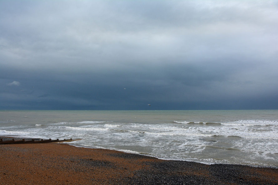 The dramatic light of the passing cold front with the air scrubbed clean by the copious rain: St Margarets Bay, Kent.