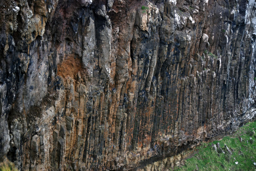 The fine basalt columns on the cliff at the edge of Lovers Leap which is a popular area for rock climbers.