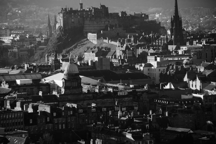 View of the Old Town and Castle, Edinburgh from Salisbury Crags. 