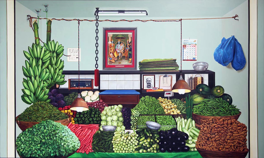 Tina Chandfroji Vegetable I (72 x 120 inches Oil on Canvas, 2011)