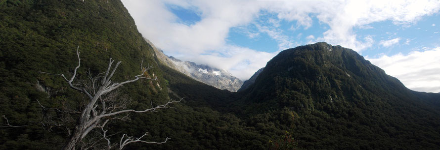 Panorama from Pop's Lookout - from left Mt Christina, Mt Crosscut and Mt Lyttle.