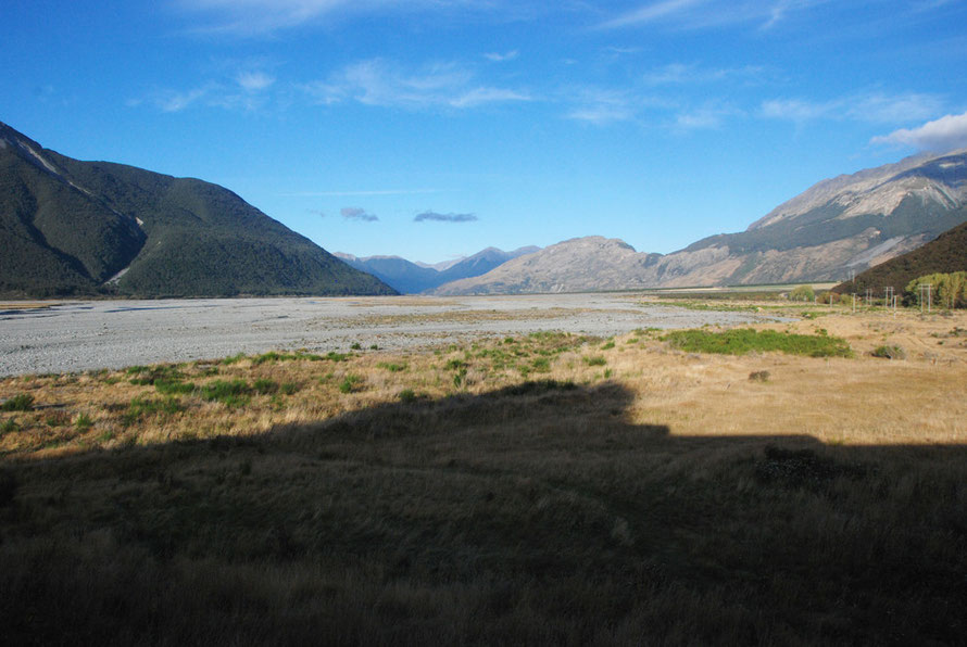 Looking down the Waimakariri towards Mt Misery and Cornishmans Rise