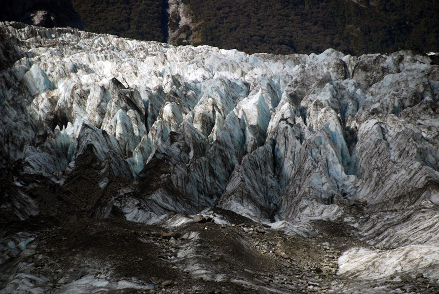 Ice formations at the terminus of the Fox Glacier