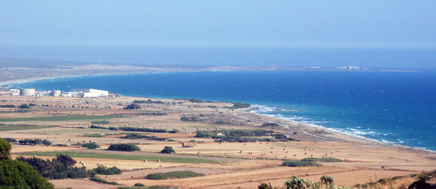 Episkopi Bay, the new desalination works and Cape Zevgari in the distance, June 2012.