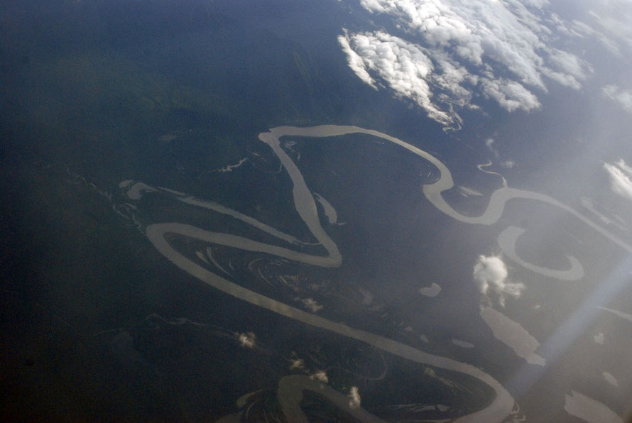 The serpentine curves of a river in Indonesian Papua