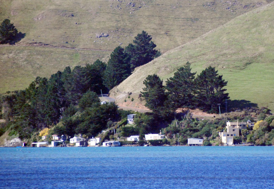 Our bach is at the far end of the cluster next to the red-roofed boathouse