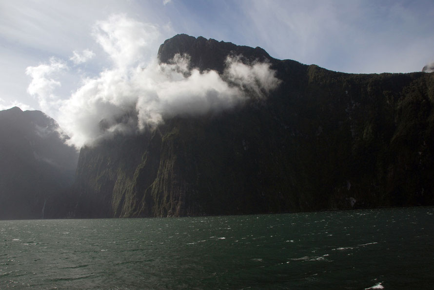 The vast bulk of The Lion (1,502m) - the Stirling Falls to right are 155m for scale.