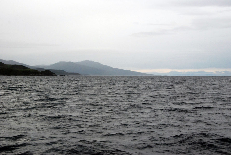 Saddle Point and Mt Anglem/Hananui (980m) on Stewart Island from the Foveaux Strait.