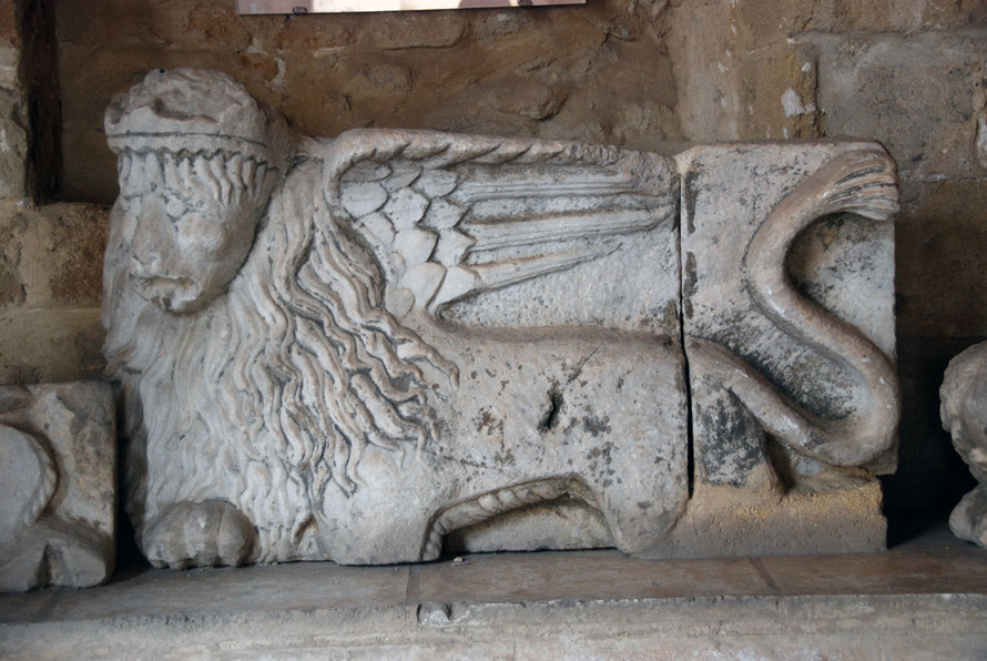 Winged lion in marble in the Lapidary Museum in TRNC Nicosia.