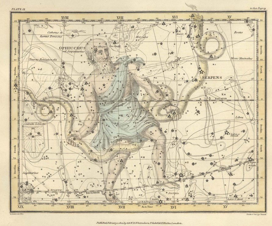 SLANGENDRAGER - Alexander Jameson (1822). Celestial Altas Plate 9. United States Naval Observatory Library. Public Domain.