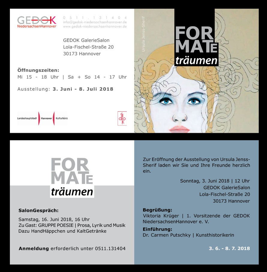 Salongespräch und Finissage mit der Gruppe Poesie bei der Ausstellung "Formate: träumen" am 16.06.2018 bei der Gedok, Hannover