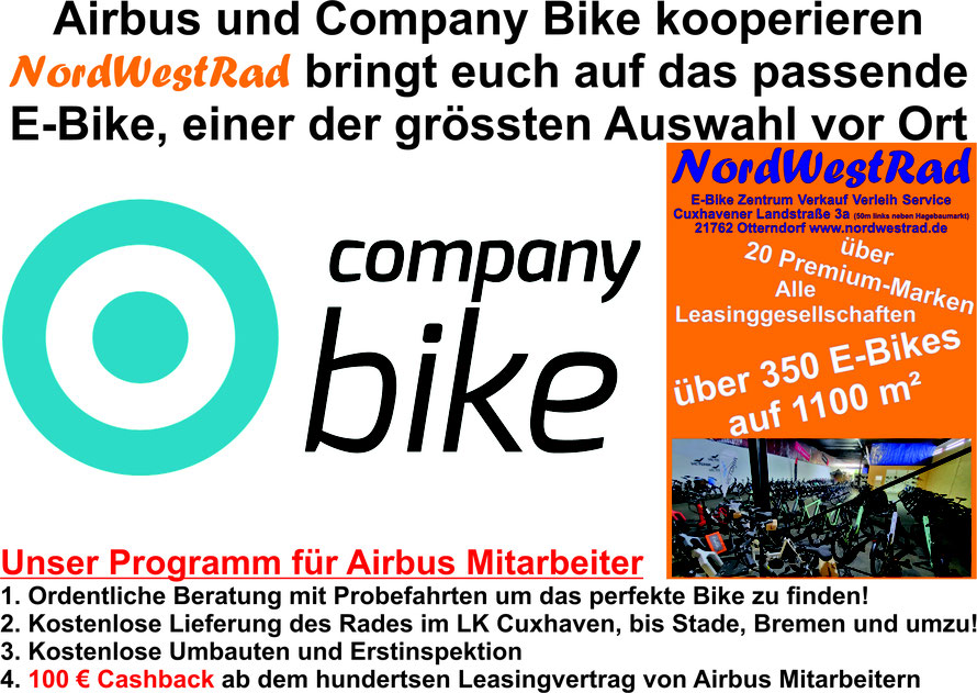 Airbus und Company Bike kooperieren, Nordwestrad bringt euch auf das passende E-Bike 100€ Cashback