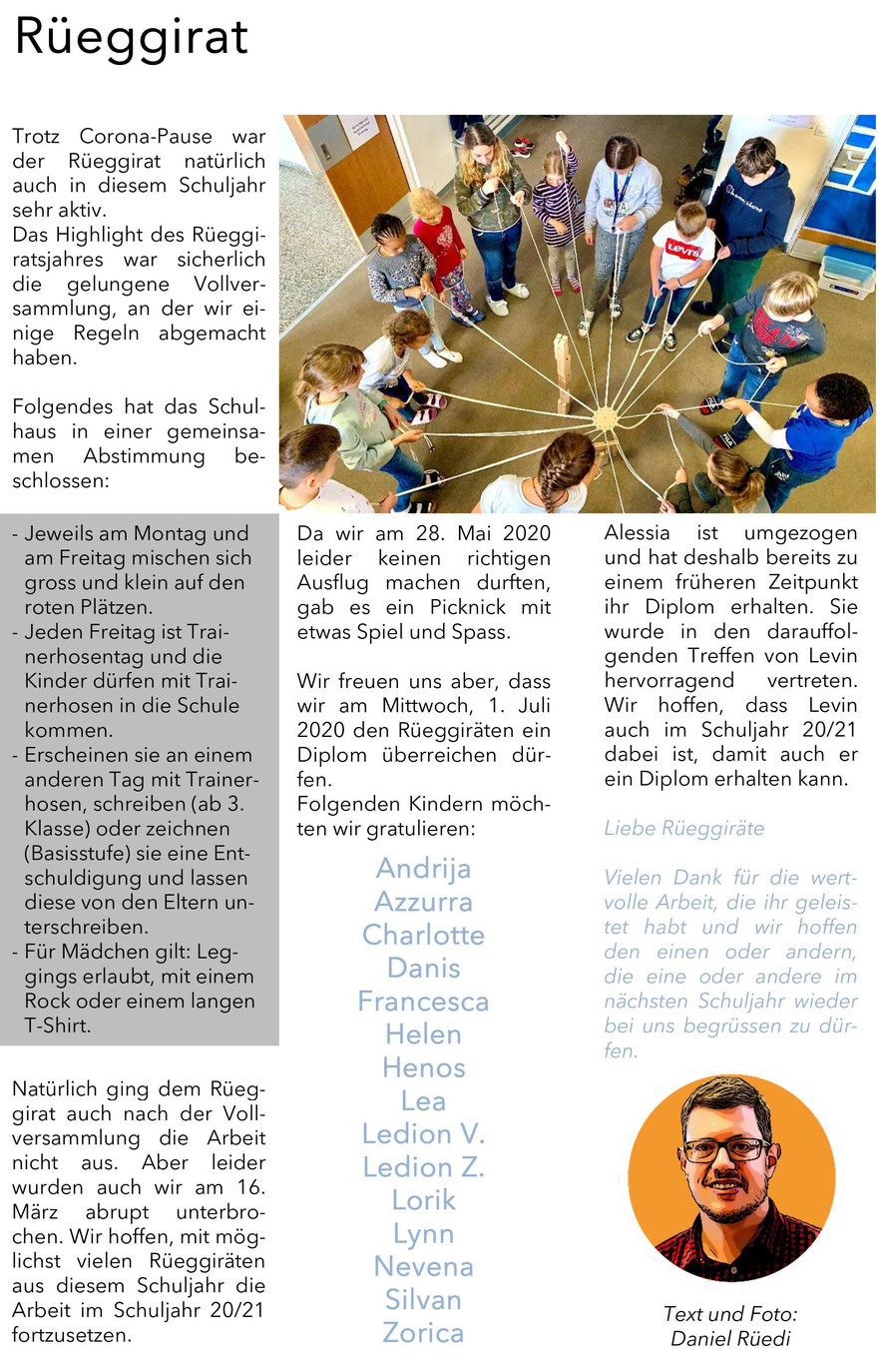 Auszug aus den Rüeggi-News (Juni 2020)