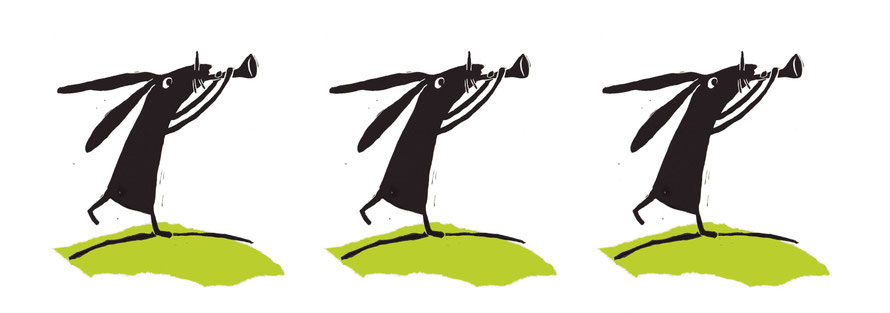 Druckgrafik, Linolschnitt, Hase, Ostern, Illustration, 