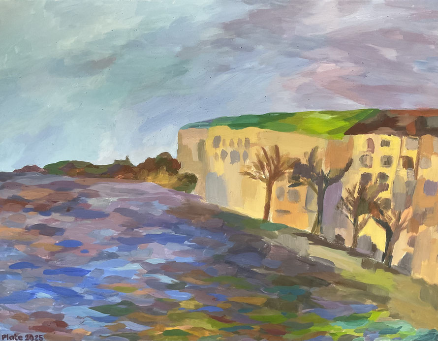 Blick auf Ballindamm, Binnenalster, Eitempera, 2025, 80cm x 60cm