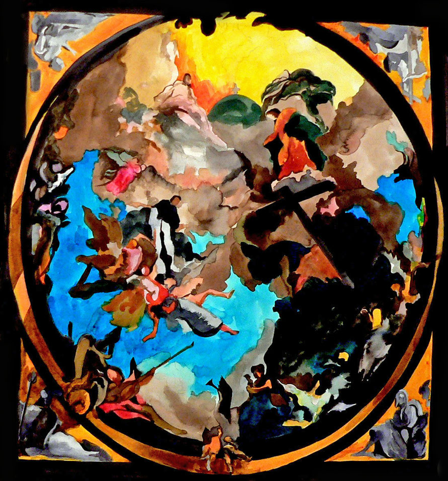 GLOIRE DE DOMINIQUE 2   encre sur papier   70 x 70