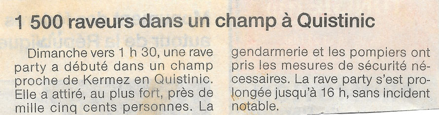 Free Party Rave Party à Quistinic (56310) Organisé par JC Troudet Aka KD en Mars 2002 - 1500 Raveurs dans un champs - Rave Party à Kistinid)