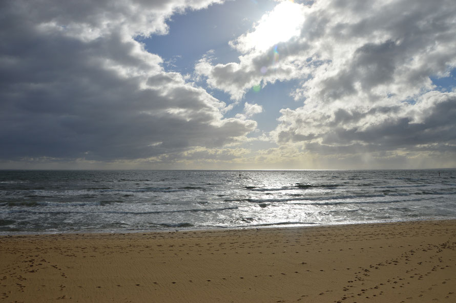 Der Strand von Frankston. Es ist eine grosse Bucht und nicht direkt das Meer, aber sie ist so gross dass man das andere Ufer gar nicht sieht.