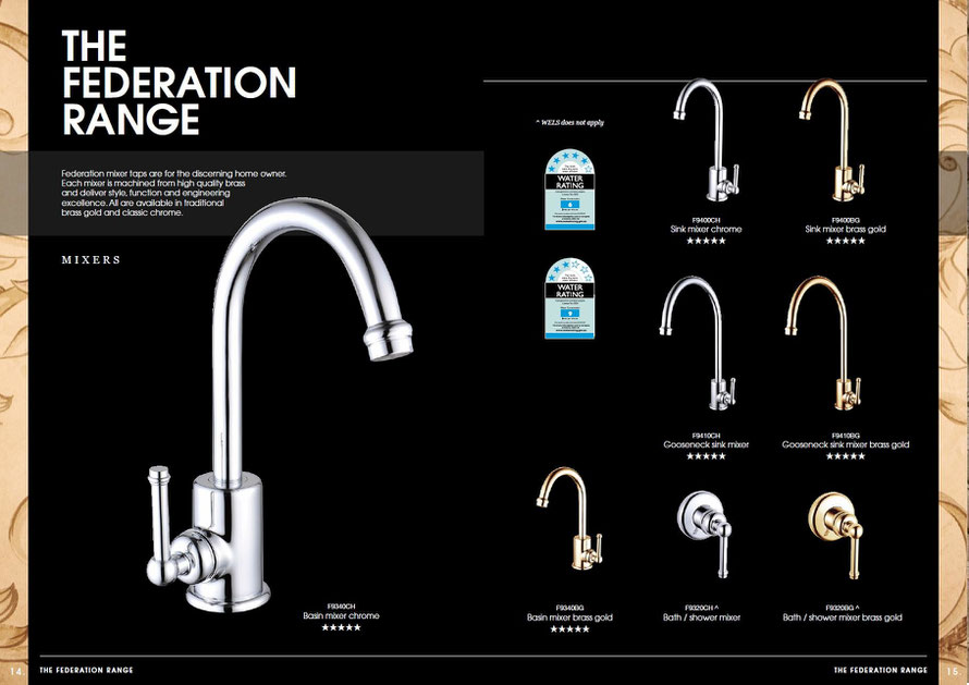 Bastow Federation mixer taps are the discerning house owner. Each mixer is machined from high quality brass and deliver style, function and engineering excellence. All are available in traditional brass gold and classic chrome.