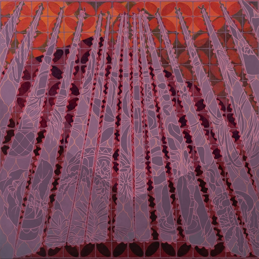 Enceinte. Acrylique sur toile, 122 x 122 cm, 2023. Copyright Johanne Bilodeau - DISPONIBLE